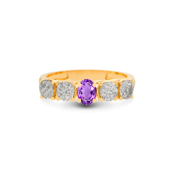 Amethyst Panchdhatu Ring