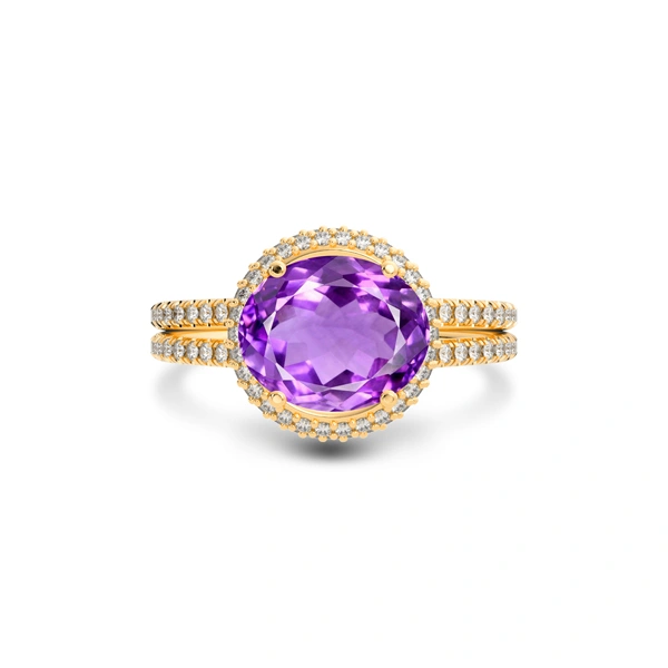 Amethyst Panchdhatu Ring