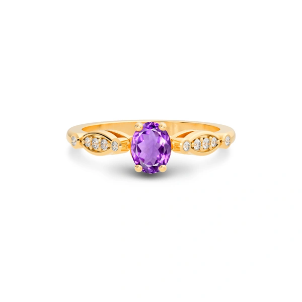 Amethyst Panchdhatu Ring