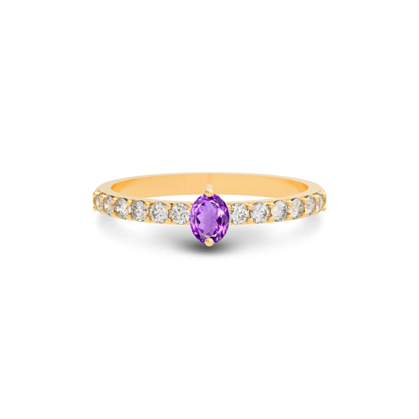 Amethyst Panchdhatu Ring