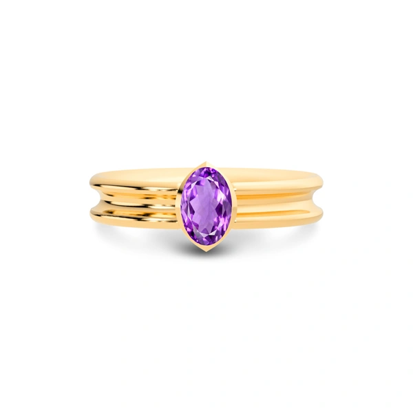Amethyst Panchdhatu Ring