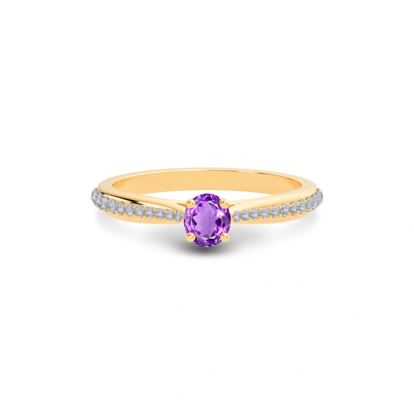 Amethyst Panchdhatu Ring