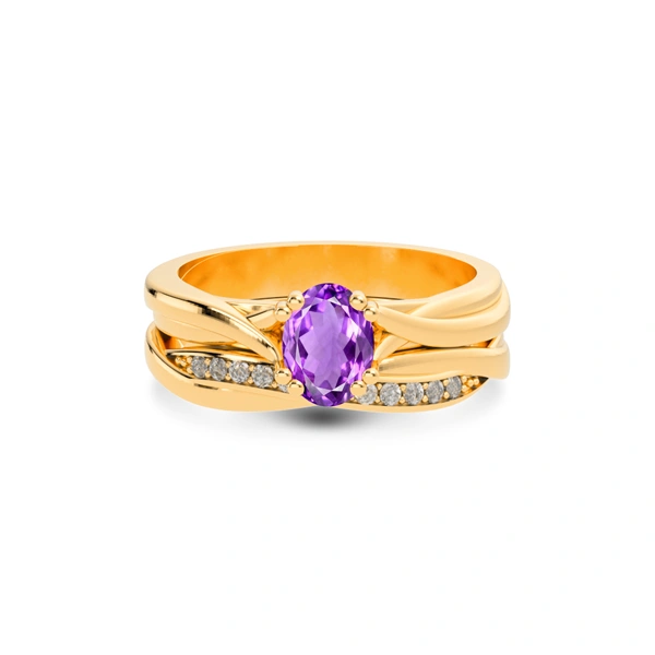 Amethyst Panchdhatu Ring