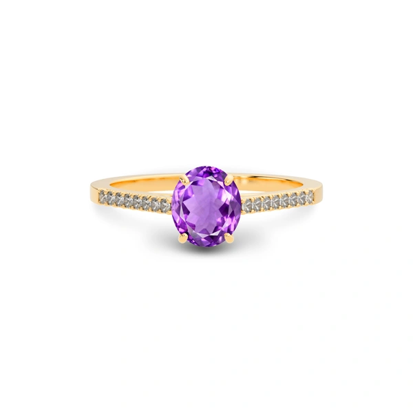 Amethyst Panchdhatu Ring