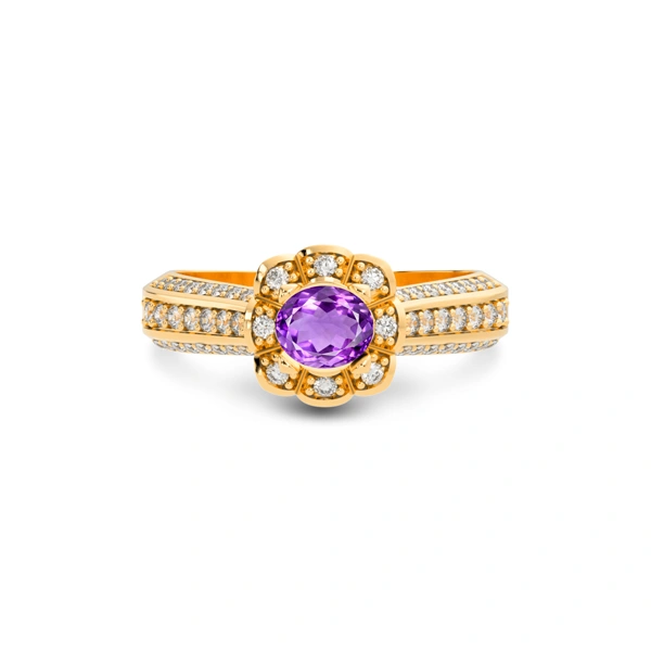 Amethyst Panchdhatu Ring