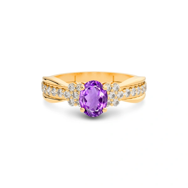 Amethyst Panchdhatu Ring