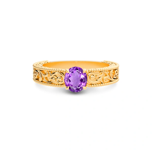 Amethyst Panchdhatu Ring
