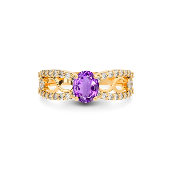 Amethyst Panchdhatu Ring