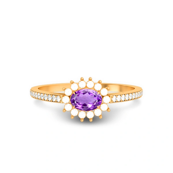 Amethyst Panchdhatu Ring