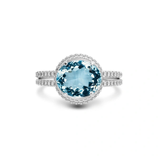 Aquamarine Platinum Ring