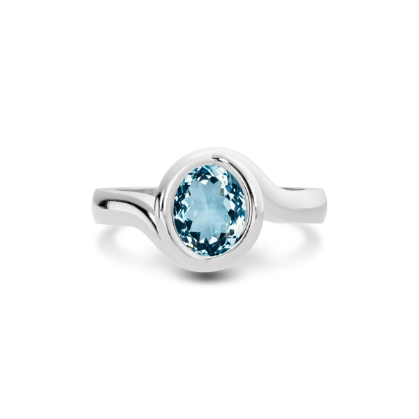 Aquamarine Platinum Ring