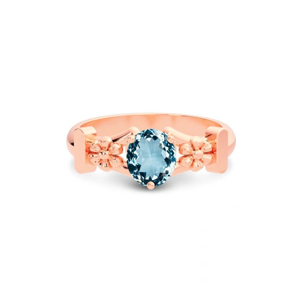 Aquamarine Rose Gold Ring