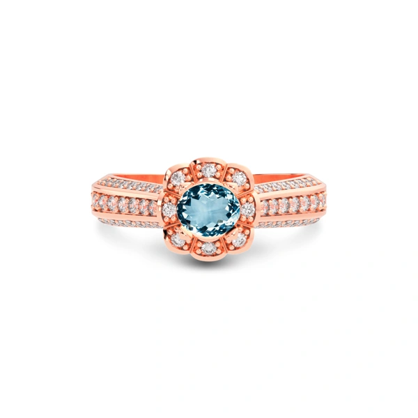 Aquamarine Rose Gold Ring