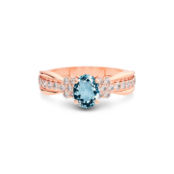 Aquamarine Rose Gold Ring