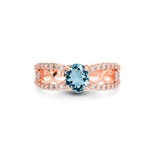 Aquamarine Rose Gold Ring