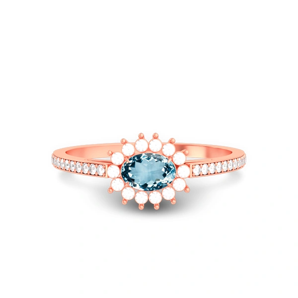 Aquamarine Rose Gold Ring