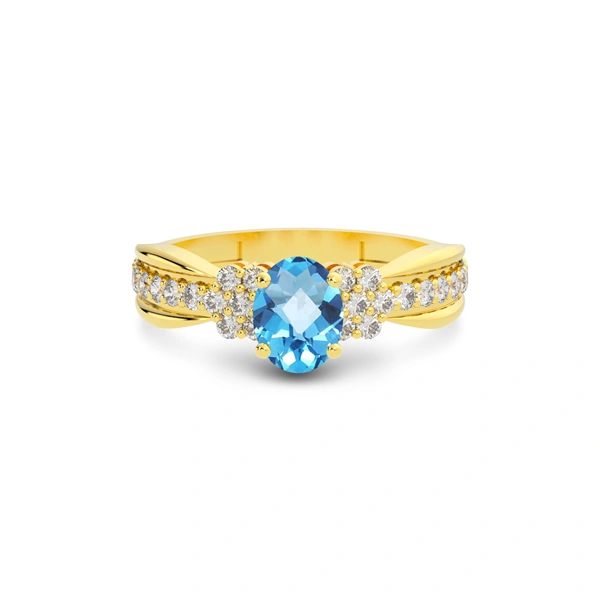 Blue Topaz Gold Ring