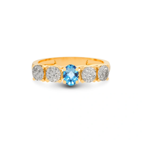 Blue Topaz Panchdhatu Ring