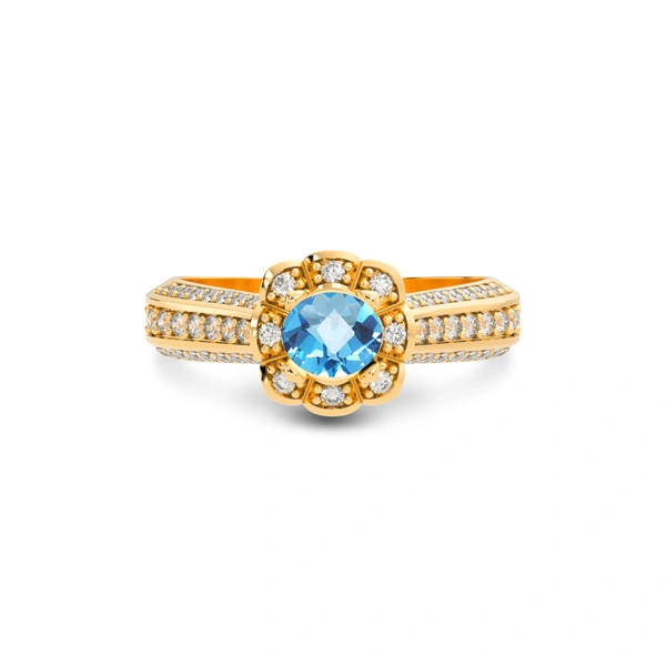 Blue Topaz Panchdhatu Ring