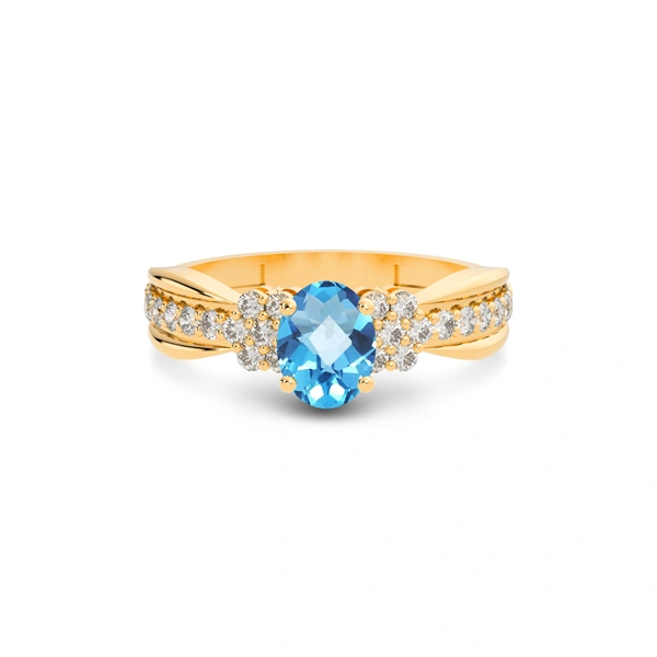 Blue Topaz Panchdhatu Ring