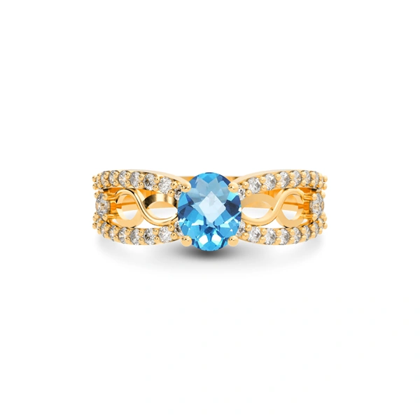 Blue Topaz Panchdhatu Ring