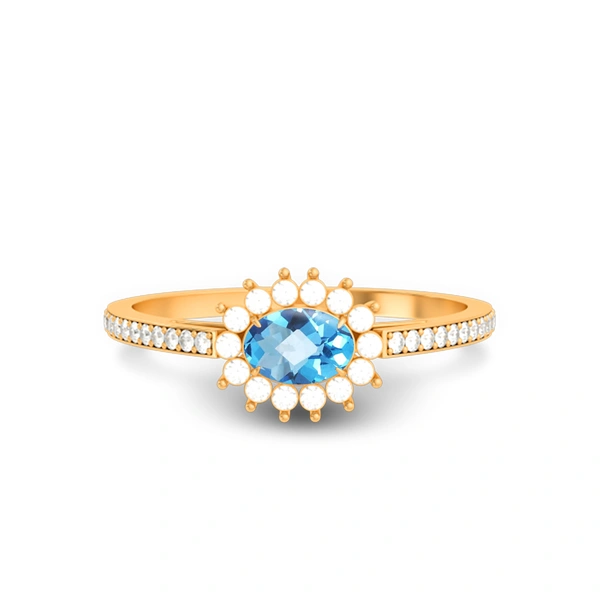 Blue Topaz Panchdhatu Ring