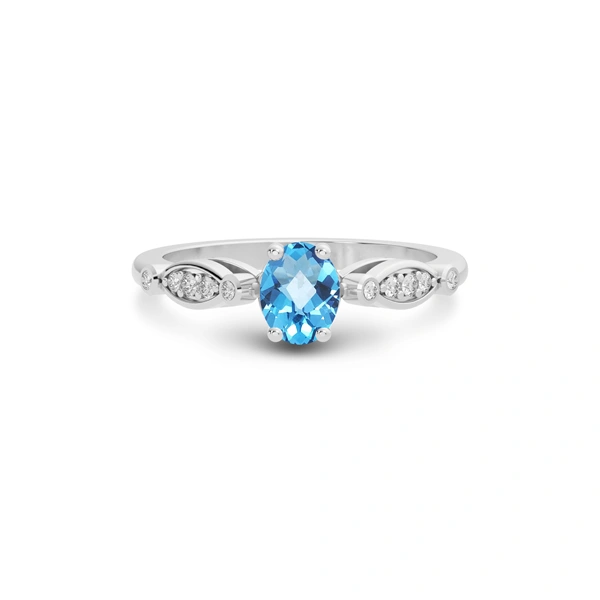 Blue Topaz Platinum Ring