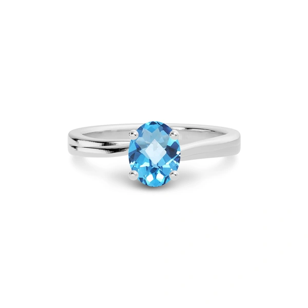 Blue Topaz Platinum Ring