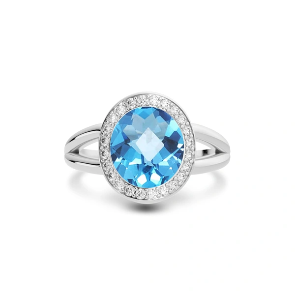 Blue Topaz Platinum Ring