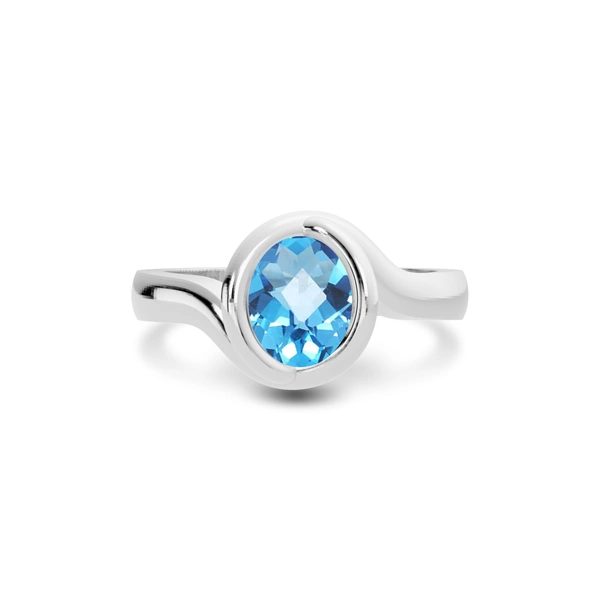 Blue Topaz Platinum Ring