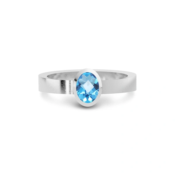 Blue Topaz Platinum Ring