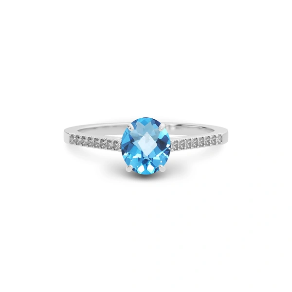 Blue Topaz Platinum Ring
