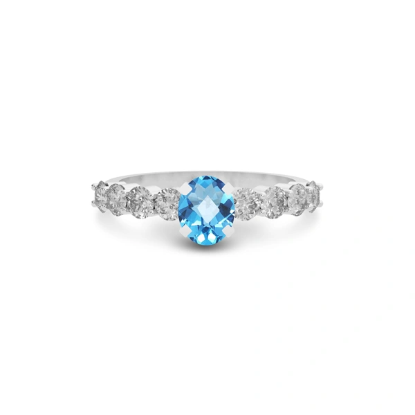 Blue Topaz Platinum Ring