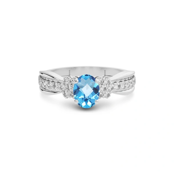 Blue Topaz Platinum Ring