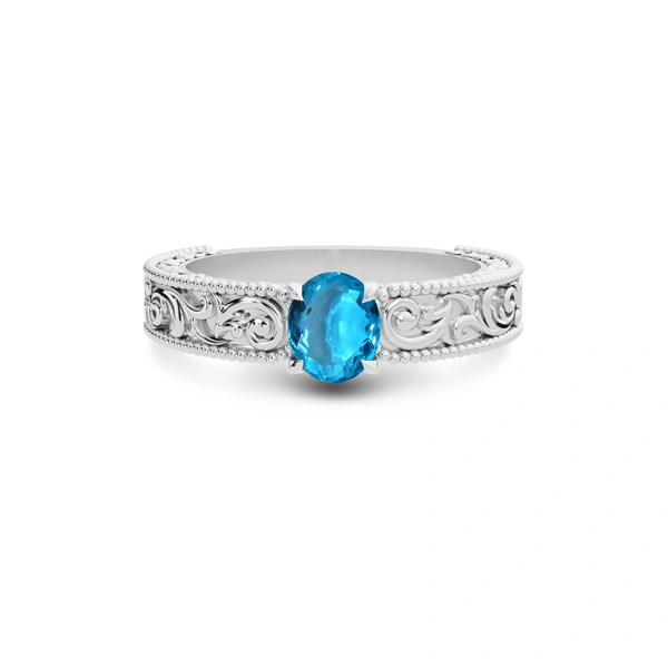 Blue Topaz Platinum Ring