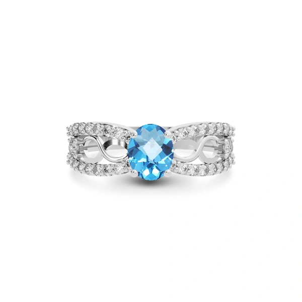 Blue Topaz Platinum Ring