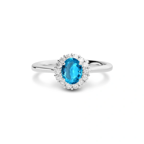 Blue Topaz Platinum Ring