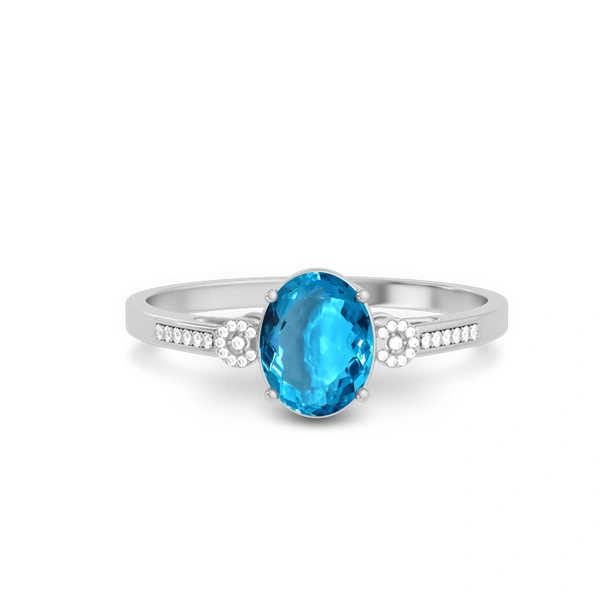 Blue Topaz Platinum Ring