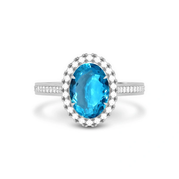 Blue Topaz Platinum Ring