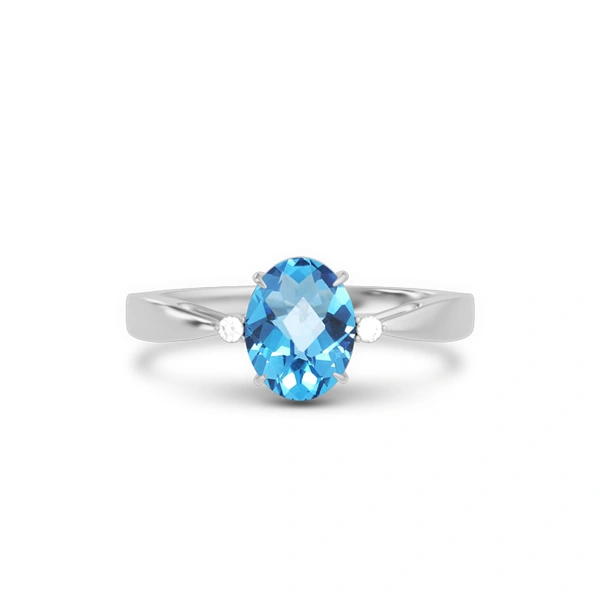 Blue Topaz Platinum Ring