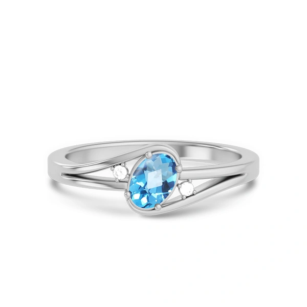 Blue Topaz Platinum Ring