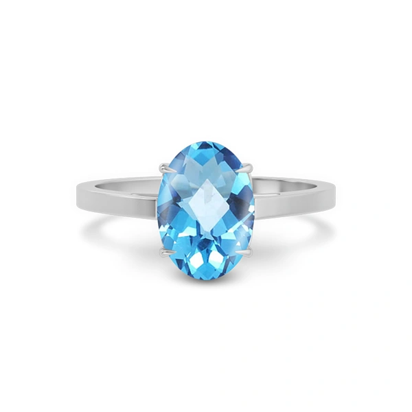 Blue Topaz Platinum Ring