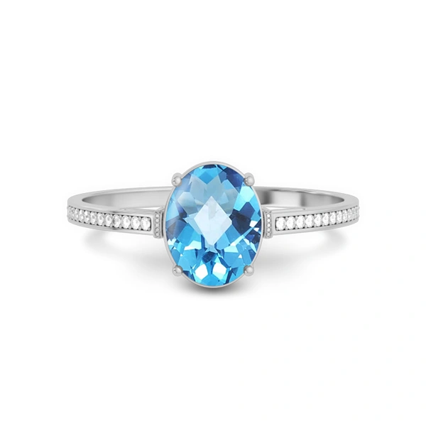 Blue Topaz Platinum Ring