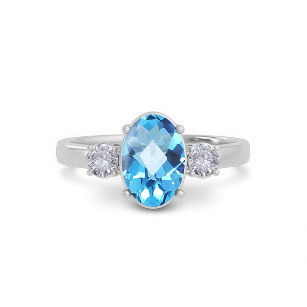 Blue Topaz Platinum Ring