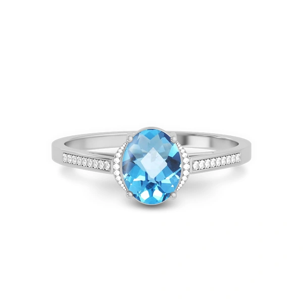 Blue Topaz Platinum Ring