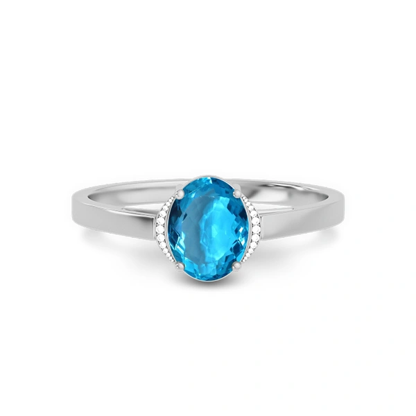 Blue Topaz Platinum Ring