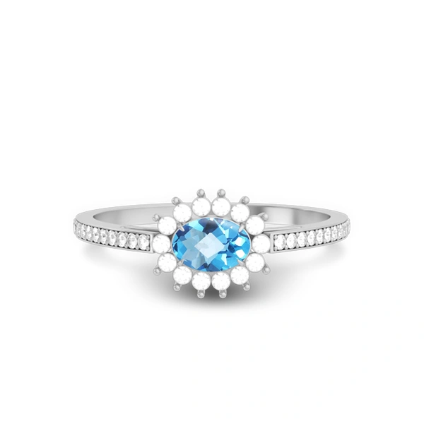 Blue Topaz Platinum Ring