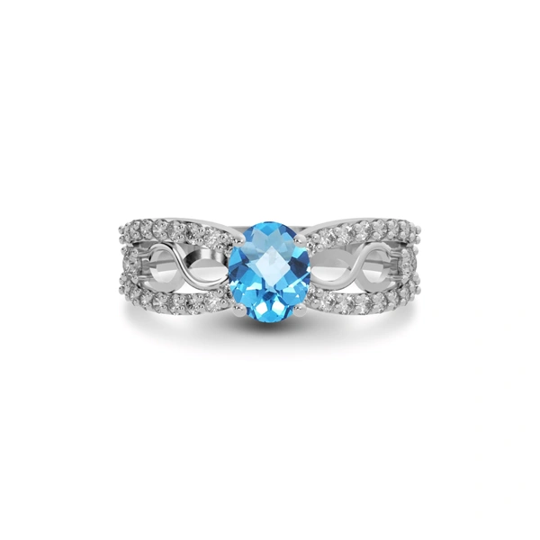 Blue Topaz Sterling Silver Ring