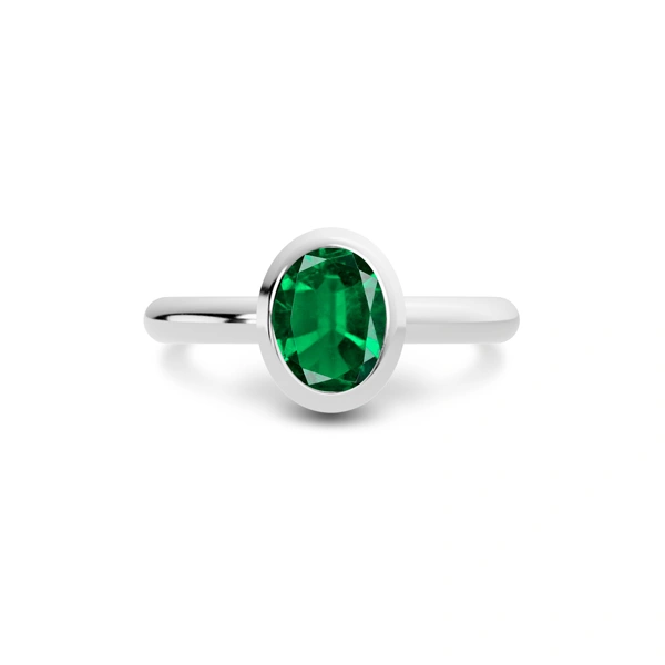 Emerald (Zambia) Platinum Ring R14