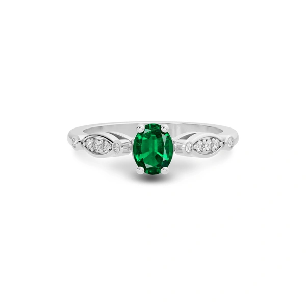Emerald (Zambia) Platinum Ring R15